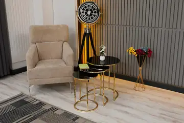 Zigonzi Home, C Zigon, Gold Metal, Siyah Cam