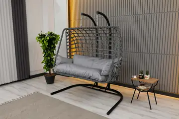Zigonzi Home, Çift Kişilik Salıncak, Rattan, Antrasit 