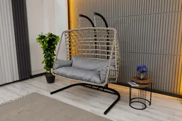 Zigonzi Home, Çift Kişilik Salıncak, Rattan, Krem 