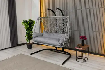 Zigonzi Home, Çift Kişilik Salıncak, Makrome, Gri 